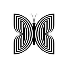 Black and white butterfly logo vector isolated on white background.