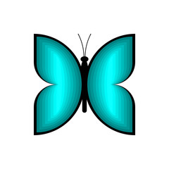 Blue 3d butterfly logo vector isolated on white background.