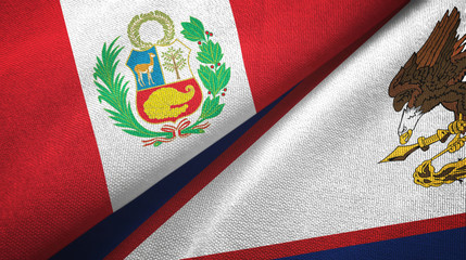 Peru and American Samoa two flags textile cloth, fabric texture