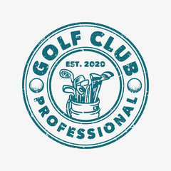 Golf club professional vintage retro logo template with golf bag illustration