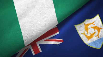 Nigeria and Anguilla two flags textile cloth, fabric texture