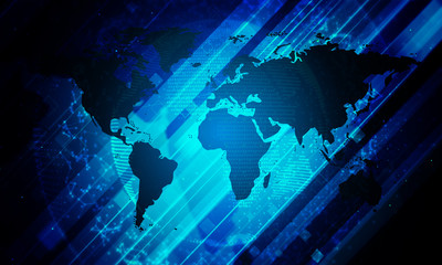 Fototapeta na wymiar World map news corporate blue background.Abstract business network presentation concept.