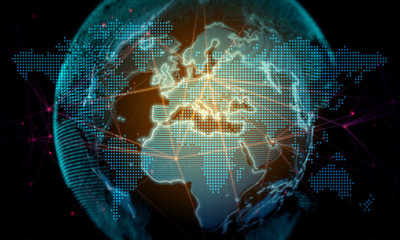 Fototapeta na wymiar Cyber world network background.Global business technology