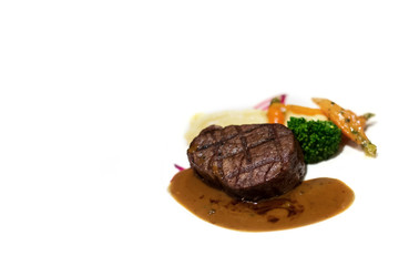 Beef steak on white background