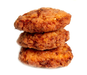 Fried meatballs on a white background
