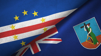 Cabo Verde and Montserrat two flags textile cloth, fabric texture