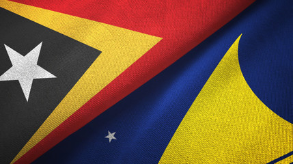 East Timor and Tokelau two flags textile cloth, fabric texture