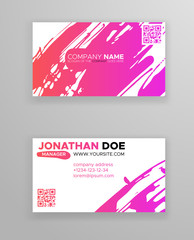 Creative color business card templates with minimalistic design. Abstract ink brush strokes.