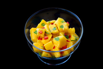 mango chunks with red chiilli and mint