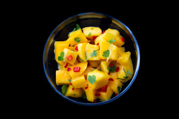 mango chunks with red chiilli and mint
