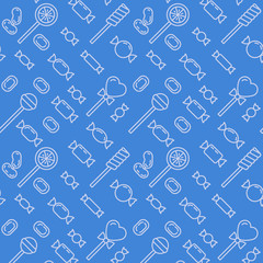 Fototapeta na wymiar Sweets icon pattern background. Candy seamless pattern. Symbol, logo illustration. Vector graphics