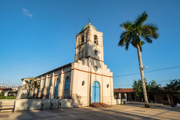 Old chapel on the main square of village of Vinales. Cuba.