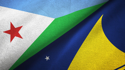 Djibouti and Tokelau two flags textile cloth, fabric texture