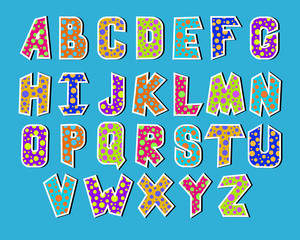 Colorful polka dot alphabet for children - vector illustration EPS 8