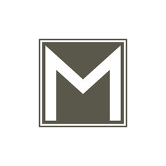 letter m square negative space logo vector