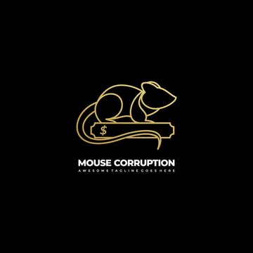 Vector Logo Illustration Mouse Corruption Line Art Style