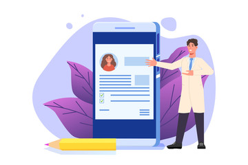 Medical record, Online doctor concept. Vector illustration.