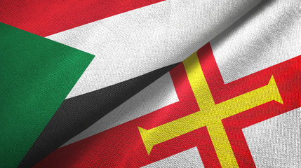 Sudan and Guernsey two flags textile cloth, fabric texture