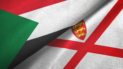 Sudan and Jersey two flags textile cloth, fabric texture