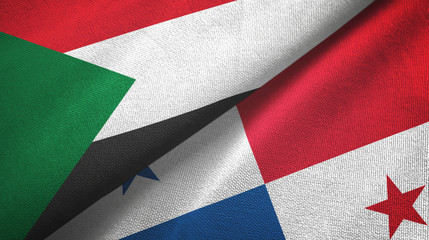 Sudan and Panama two flags textile cloth, fabric texture