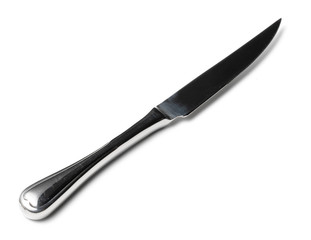 New metal knife isolated on white background