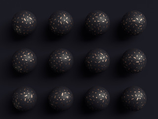 black background copper shape abstract 3d rendering pattern
