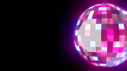 Disco ball on black background.3D render illustration.
