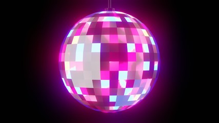 Disco ball on black background.3D render illustration.