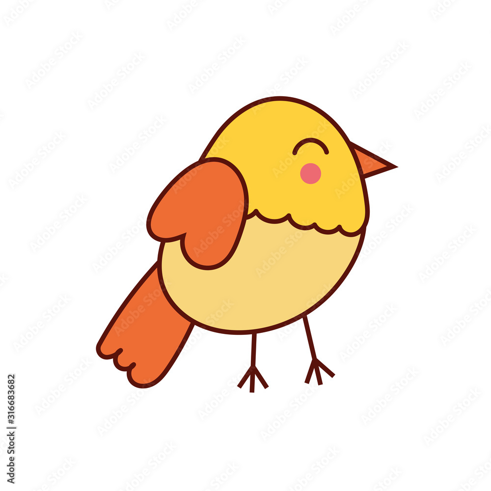 Poster cute bird animal comic character