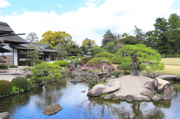 Decorative pond in Koishikawa Korakuen garden, Okayama, Japan