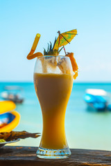 A cocktail at Cocalito Beach in Punta de Sal, Tela. Honduras