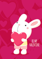 Obraz na płótnie Canvas Valentine's day card with cute rabbit