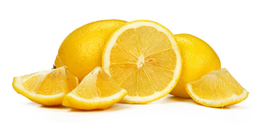 Fototapeta premium Chopped lemon fruit isolated on white background