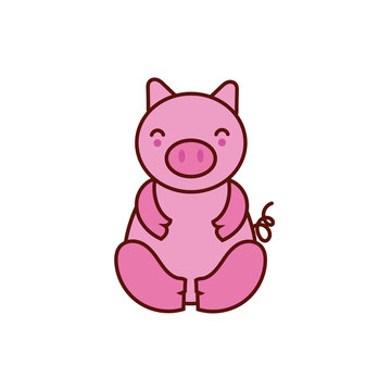 cute pig animal comic character