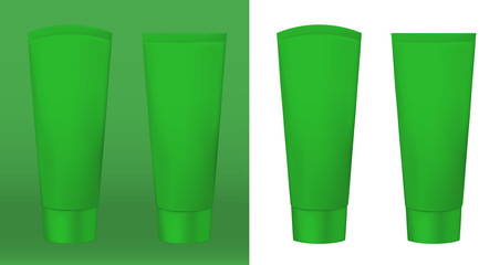 Green tube for cream or toothpaste