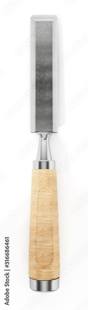 Wall mural carpenter's chisel isolated on white background. 3d illustration