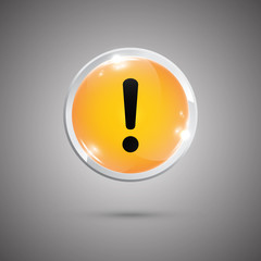 Glossy rounded button with exclamation mark