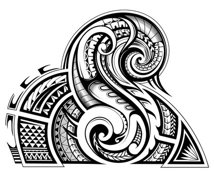Shoulder and sleeve tattoo design in tribal art style