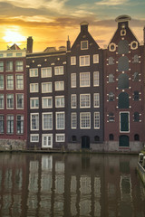 Traditional old buildings in Amsterdam