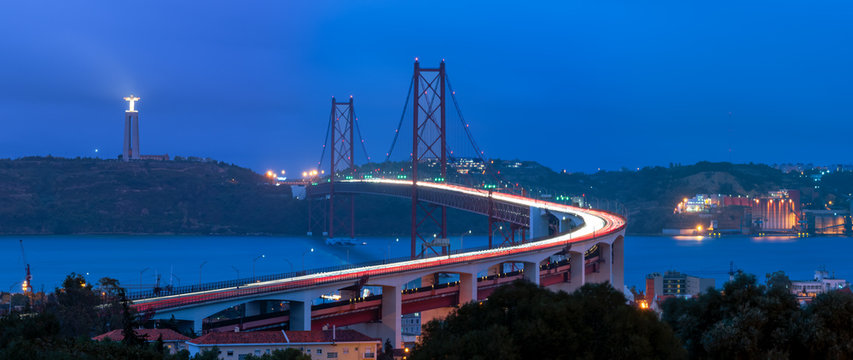 25 Of April Bridge In Lisbon At Night