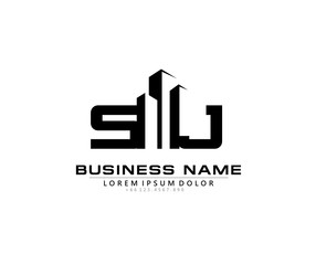 S J SJ Initial building logo concept