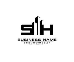 S H SH Initial building logo concept