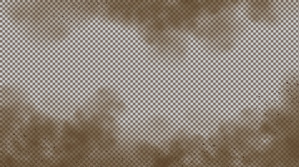 Dust cloud with small particles or grains of sand isolated on a transparent background. Dirty sandy cloud vector illustration.Smoke.