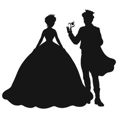 Prince gives the princess a flower, black silhouette © YuliaRafael Nazaryan