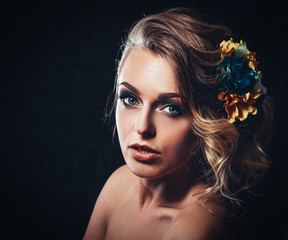 Fototapeta premium beautiful young female model posing in front of camera.