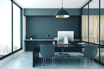 Contemporary office room interior with computer - 316691661