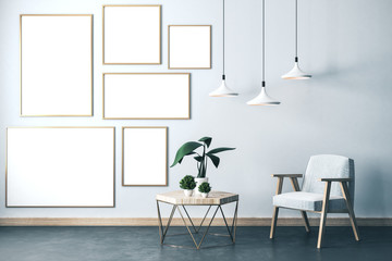 Modern living room interior with furniture