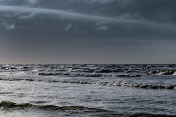 Baltic sea coast in warm winter day.