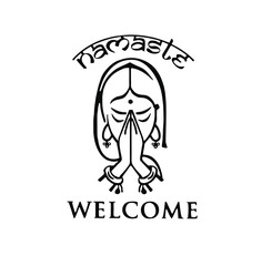 Namaste and Welcome for Home Vector Illustration - obrazy, fototapety, plakaty