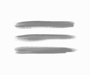 Acrylic art brush paint texture stripes set isolated vector background. Grey shadow underline stroke set.